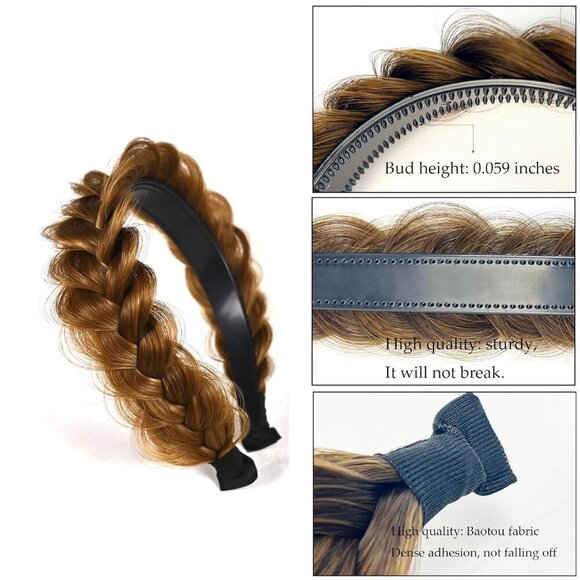 Women’s Synthetic Braided Headband Wide Braid Adjustable Hair Accessory main image 5